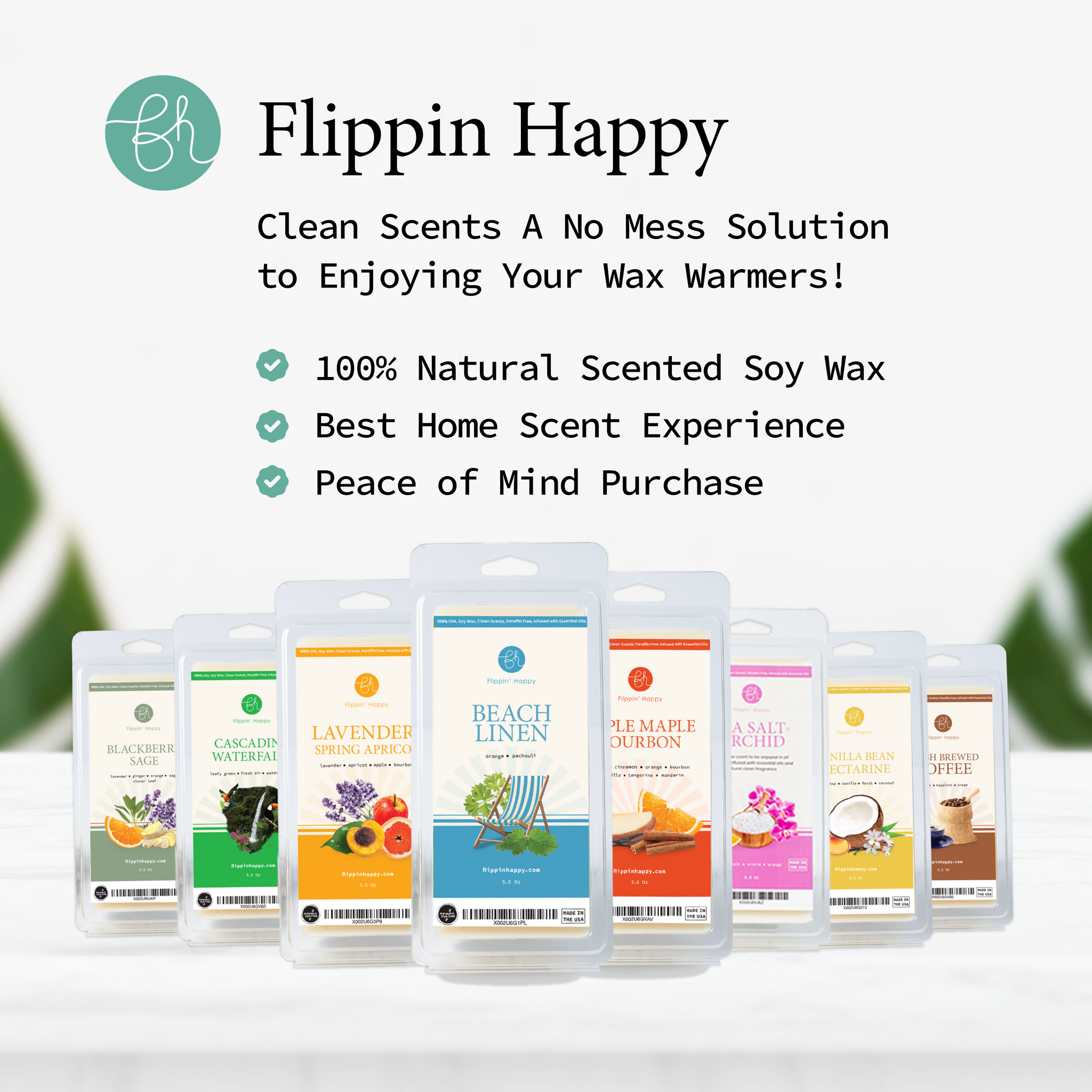 Flippin' Happy Scented Soy Wax Melts for Electric Wax Warmers, Tart Bu