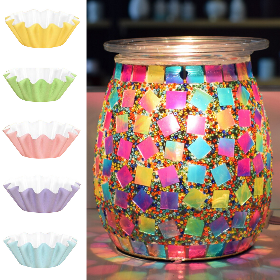 Flippin' Happy Mosaic Glass Electric Wax Melt Warmer  for Living Room, Bedroom, Office, Home Decor Gifts (Jelly Bean)