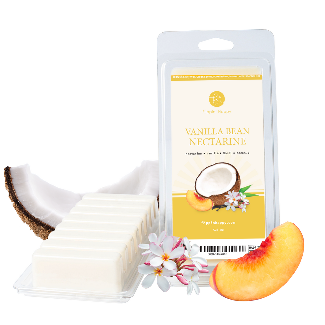 Vanilla Bean Nectarine Natural Soy Wax Melts, Scented Wax Bars for Electric Wax Warmers and Tart Burners