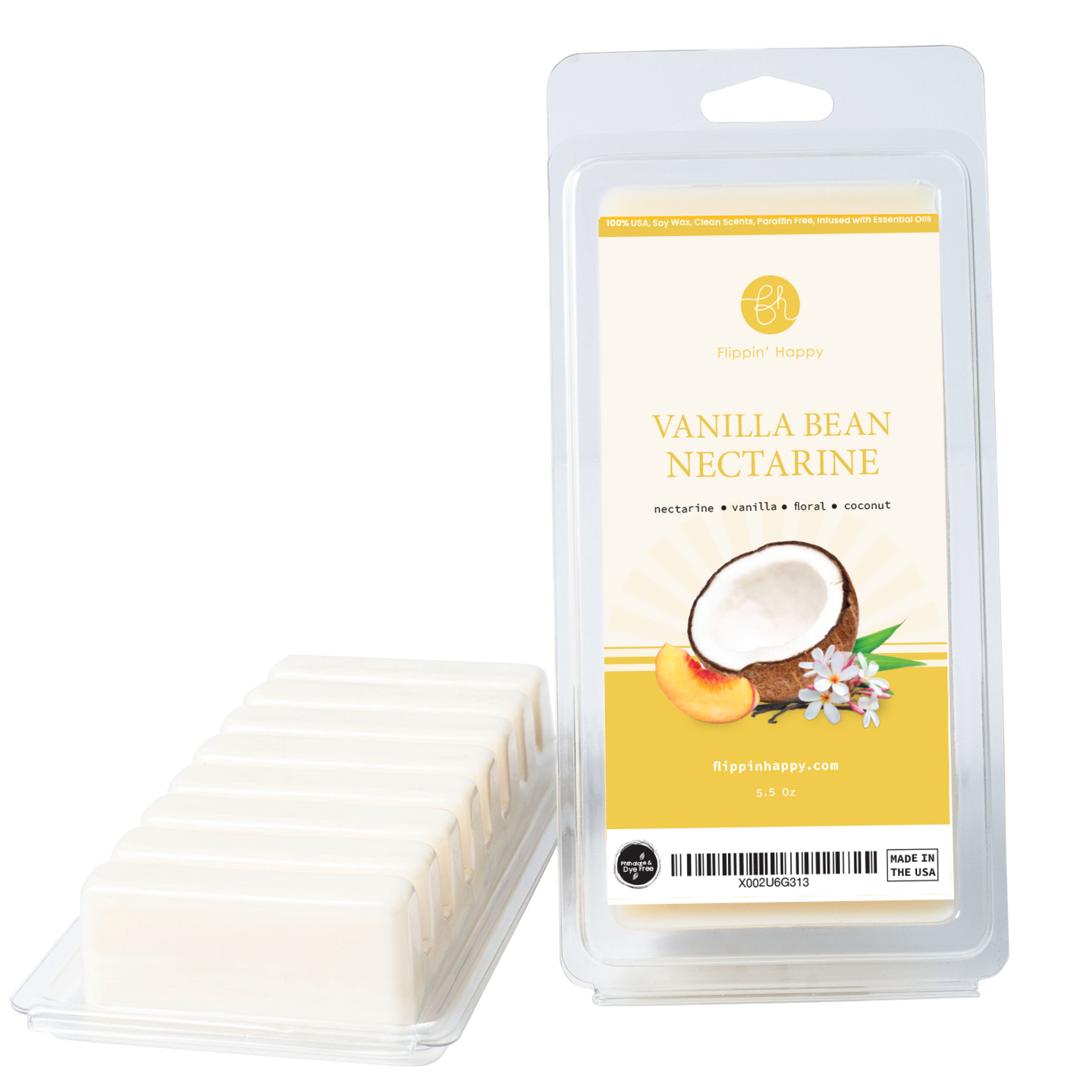Flippin' Happy Scented Wax Melts for Electric Wax Warmers, Tart Burners, Candle Warmers and Melters, Organic 100% Soy Wax Melts, Wax Cubes, and Wax
